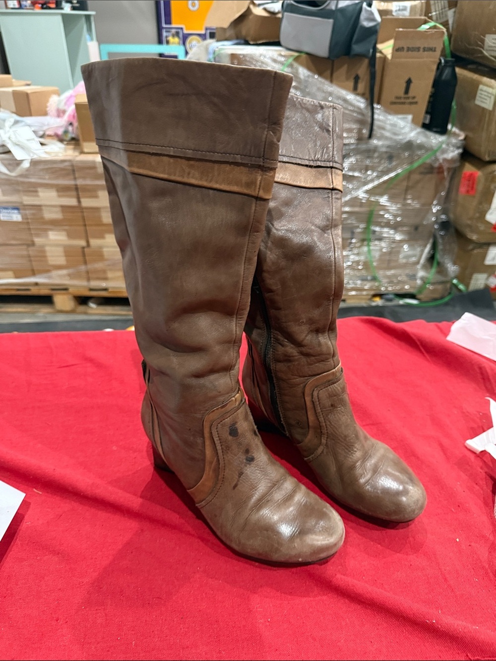 Earthies Brown Leather Knee-High Heeled Boots